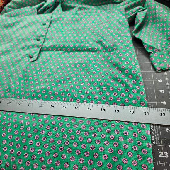 Vintage Floral Sheath Dress Women Meduim Green 70s Preppy Cottage Retro Mod - Picture 12 of 12